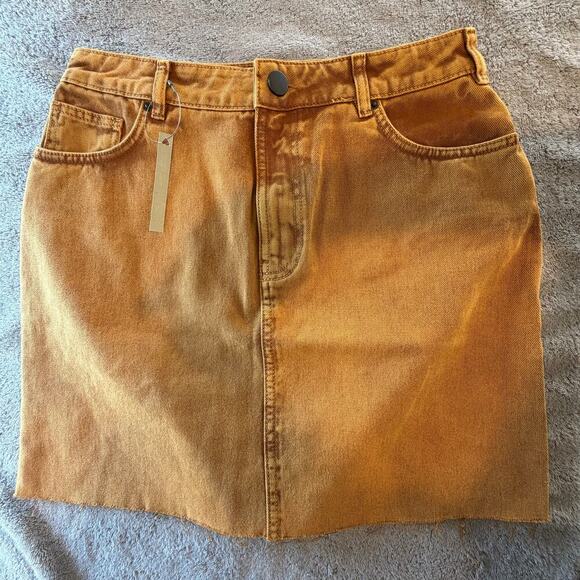 ASOS Dresses & Skirts - ASOS Mustard Yellow Denim Skirt Tall Womens Size 8 NWT Y2K Skater Casual